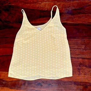 Yellow tank top with white polka dots!
